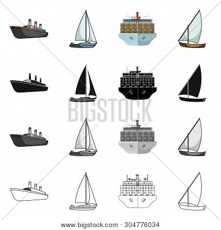 Vector Design Of Yacht And Ship Symbol. Collection Of Yacht And Cruise Vector Icon For Stock.