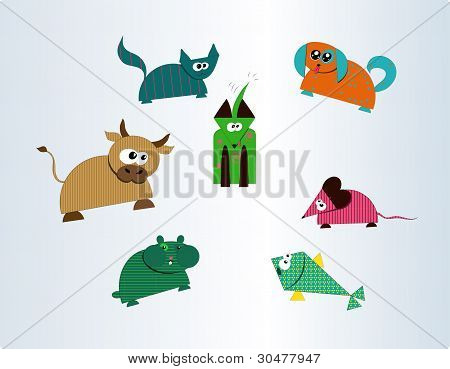 Collezione di sette carino fattoria e gli animali da compagnia