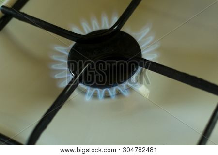 Gas Burning In The Burner Of Gas Oven