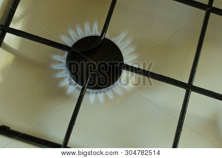 Gas Burning In The Burner Of Gas Oven