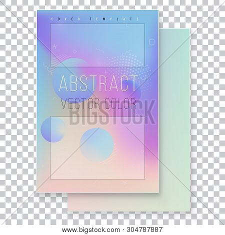 Furistic Modern Holographic Cover Set. 90s, 80s Retro Style.  Hipster Style Graphic Geometric Hologr