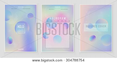 Furistic Modern Holographic Cover Set. 90s, 80s Retro Style.  Minimalistic Hipster Design Iridescent
