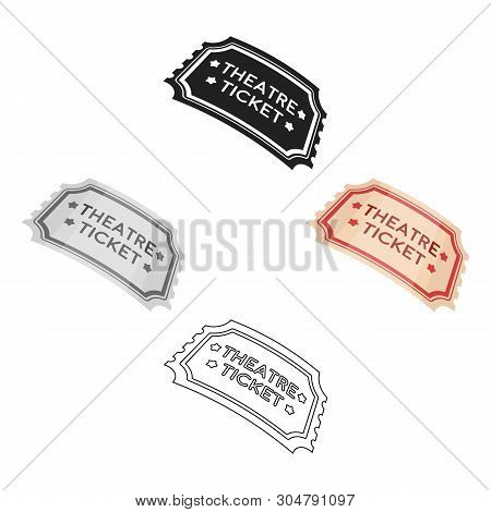 Theatre Ticket Icon In Cartoon, Black Style Isolated On White Background. Theater Symbol Stock Vecto