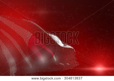 Wonderful Any Holiday Flag 3d Illustration
 - Bright Photo Of Japan Flag Of Dots Waving On Red - Sel