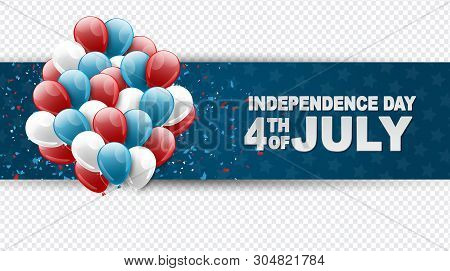 4th Of July United States National Independence Day Celebration Banner On A Transparent Background W