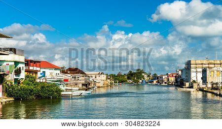 Haulover Creek In The Centre Of Belize City, The Largest City Of Belize
