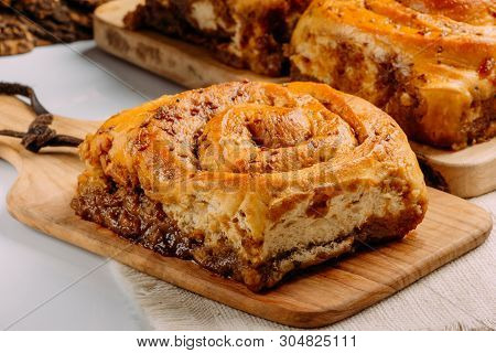 Cinnamon Rolls With Cheese Baked And Ready To Eat. Golfeados Typical Dessert In Venezuela.