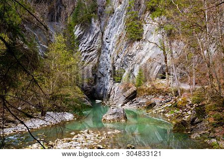 Gorges De La Jogne River Canyon In Broc, Switzerland