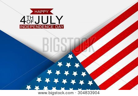 4th Of July United States National Independence Day Celebration Background With American Flag. Vecto