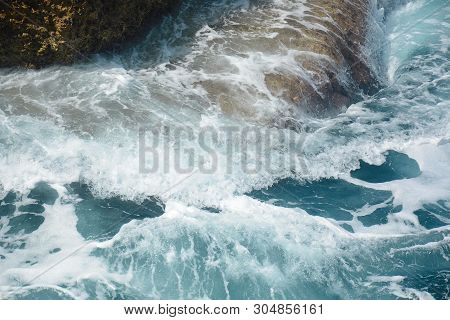 Rosh Ha Nikra. Israel. Sea Waves And White Rock. A Unique Tourist Attraction Located On The North-we