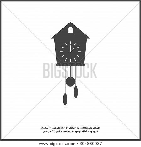 Vector Clock Icon With Cuckoo. Home Appliances Illustration On White Isolated Background. Layers Gro