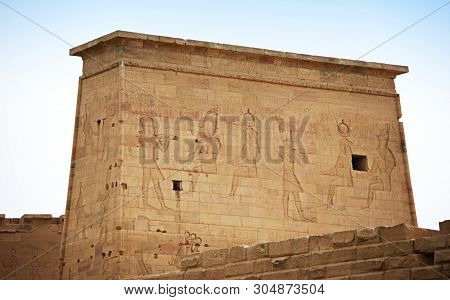 Reliefs And Pillars Of The Island Of File, Assuan, Egypt