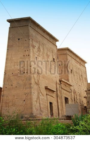 Reliefs And Pillars Of The Island Of File, Assuan, Egypt