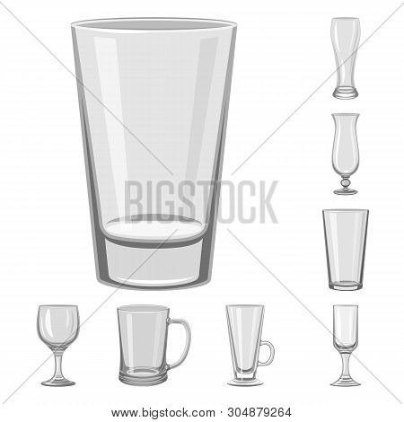 Vector Illustration Of Capacity And Glassware Icon. Set Of Capacity And Restaurant Vector Icon For S