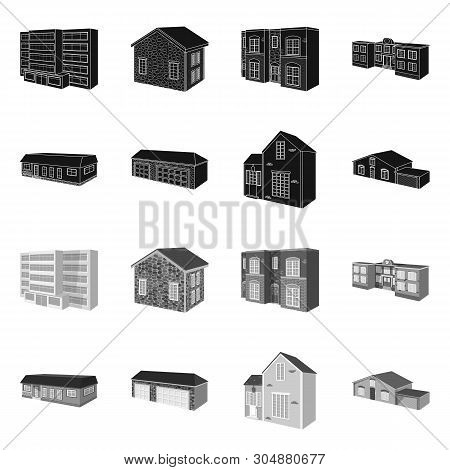 Isolated Object Of Facade And Housing Icon. Set Of Facade And Infrastructure Vector Icon For Stock.