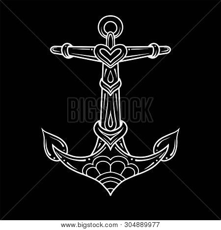 Traditional Tattoo With Rose Flowers And Dagger Knife. Colorful Tattoo.vector Illustration Old Schoo