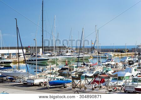 Yachts And Boats In Club De Vela Blanes. Blanes