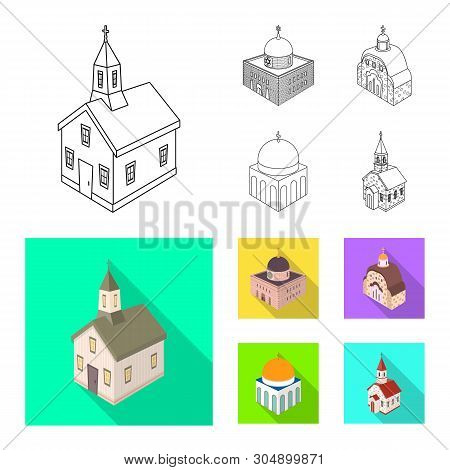 Vector Design Of Temple And Historic Symbol. Set Of Temple And Faith Vector Icon For Stock.