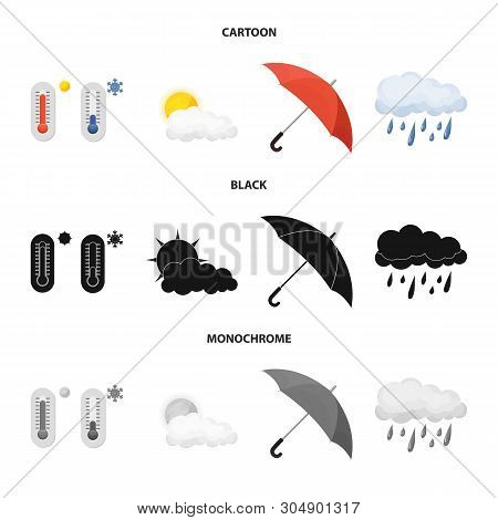 Vector Design Of Weather And Climate Icon. Set Of Weather And Cloud Vector Icon For Stock.