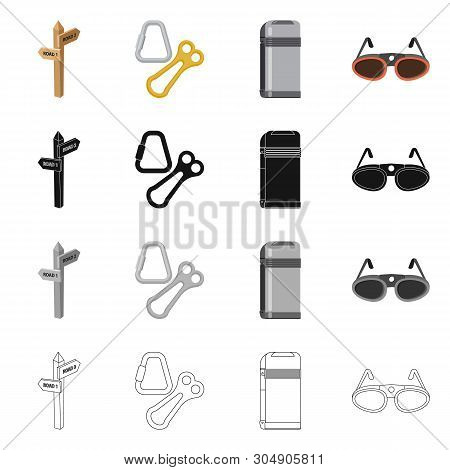 Vector Illustration Of Mountaineering And Peak Sign. Collection Of Mountaineering And Camp Stock Sym