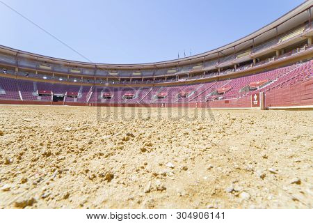 Cordoba, Spain - May 30th, 2019: Los Califas Bullring Cordoba, Spain. Arena Or Albero View From Grou