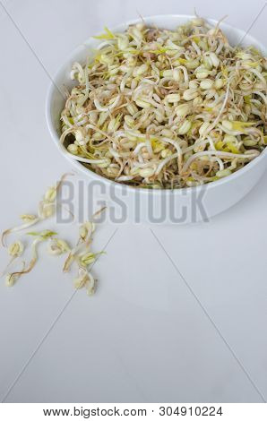 Mung Beans On White Background, In A Deep Plate