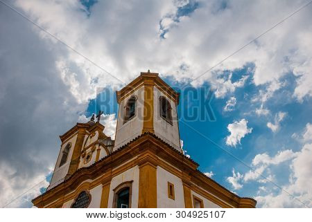 Ouro Preto, Minas Gerais, Brazil: Old Beautiful Catholic Church In A Popular Tourist Town. Unesco Wo