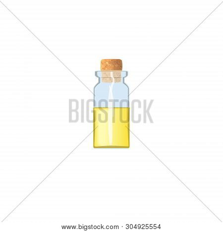 Oil Empty Phial With Yellow Liquid And Cork, Tranparent Icy-white Vial, Scent Bottle, Medicine Bottl