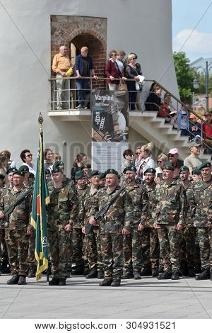 Vilnius, Lithuania - June 01: Celebration In The Cathedral Square, Solemn Riflemens Formation On Jun