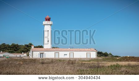 Architectural Detail Of The Corbeaux Marine Lighthouse In Yeu Island