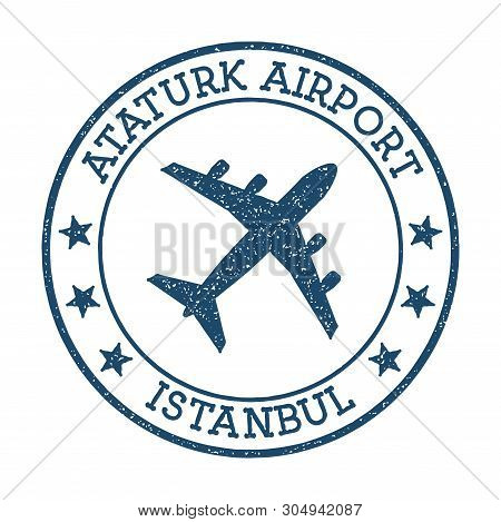 Ataturk Airport Istanbul Logo. Airport Stamp Vector Illustration. Istanbul Aerodrome.