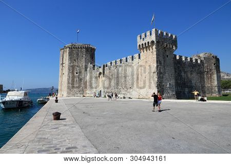 Trogir, Croatia - September 11, 2012: Tourists Visit Old Town In Trogir, Croatia. Trogir, As A Unesc