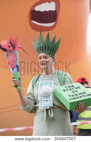 London, United Kingdom, June 4th 2019:- Auriel Glanville, Member Of Friends Of The Earth Protesting 