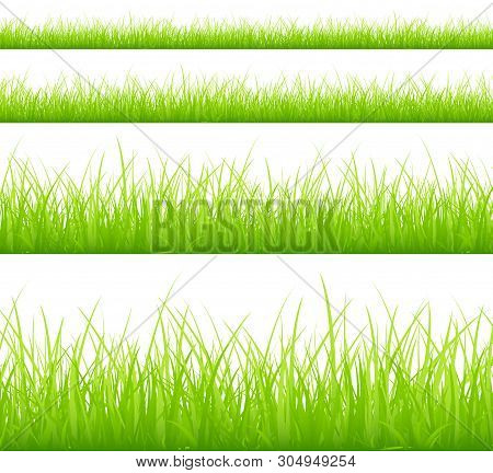 Set Of Four Green Meadows Banner Different Heigths