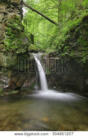 Nyznerov Waterfalls On The Siver Brook, Czech Republic.