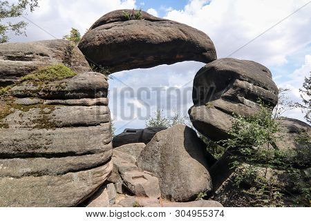 Rock Gate In The Nature Reserve Broumov Walls, Pla Broumov, Czech Republic
