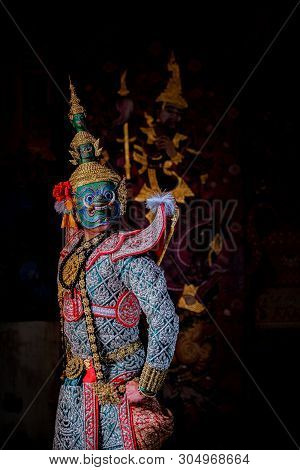 Art Culture Thailand Dancing In Masked Khon In Literature Ramayana,thai Classical Monkey Masked, Kho