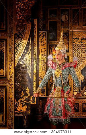 Art Culture Thailand Dancing In Masked Khon In Literature Ramayana,thai Classical Monkey Masked, Kho