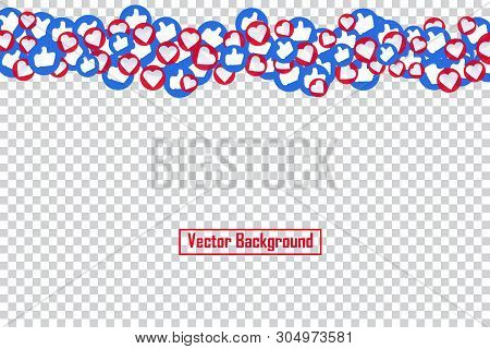 Social Nets Blue Thumb Up Like And Red Heart Floating Web Buttons Isolated On Transparent Background