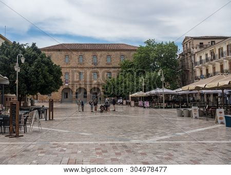Nafplio, Greece - 15 May 2019: Town Hall In The Old Town In The City Of Nafplio In Greece
