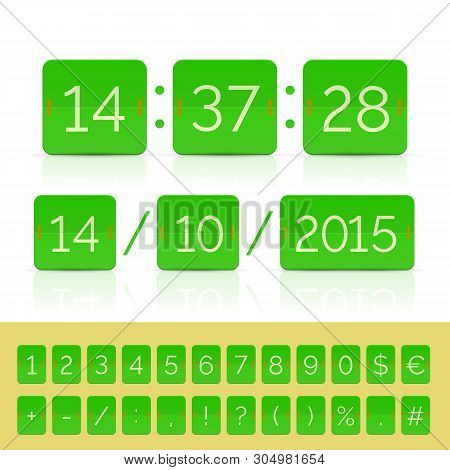 Green Flat Countdown Timer With Flip Calendar Isolated