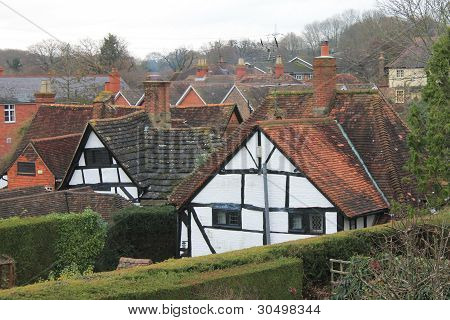 Roof tops of old houses.