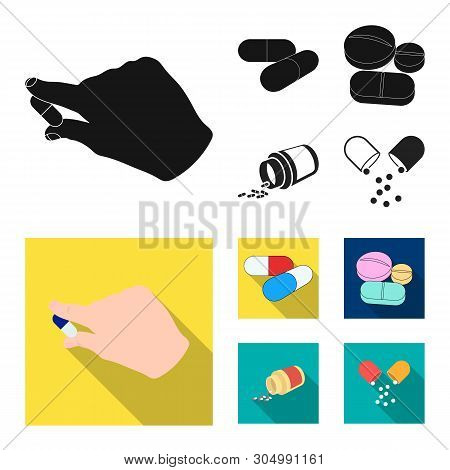 Vector Design Of Pill And Medicine Logo. Collection Of Pill And Vitamin Vector Icon For Stock.