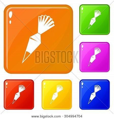 Cotton Icing Bag Icons Set Collection Vector 6 Color Isolated On White Background