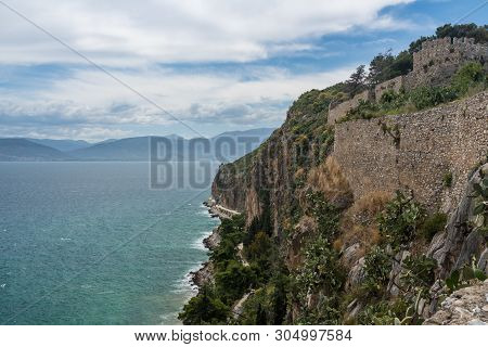 Hilltop Fortress Of Palamidi Above The City Of Nafplio In Greece