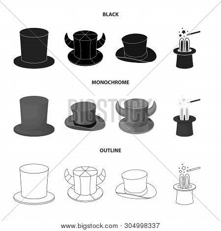 Vector Illustration Of Hat And Derby Logo. Collection Of Hat And Bonnet Stock Symbol For Web.