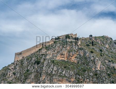 Hilltop Fortress Of Palamidi Above The City Of Nafplio In Greece