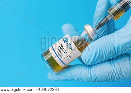 Izmir, Turkey - November 18 2020: Coronavirus Vaccine Concept And Background. New Vaccine Pfizer And