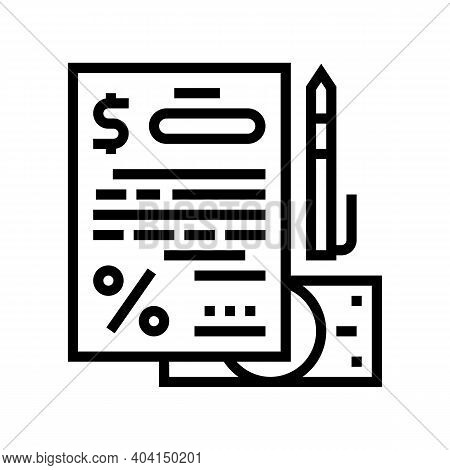 Financial Agreement For Getting Loan Line Icon Vector. Financial Agreement For Getting Loan Sign. Is