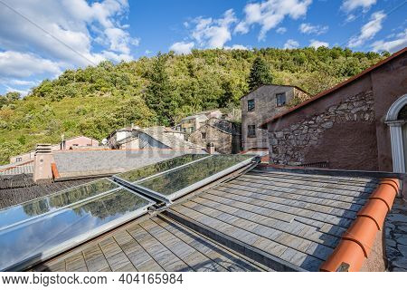 Walking Empty Stone Streets Of An Abandoned Mountain Village With A Few Remaining Residents. View Of